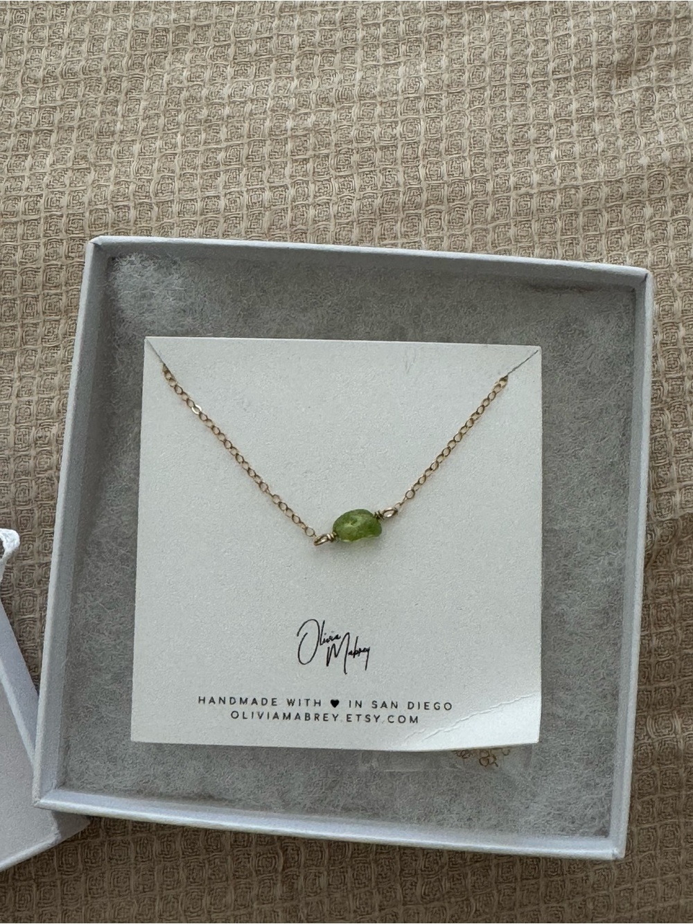 Gold Filled Chain Necklace with Green Peridot Bead